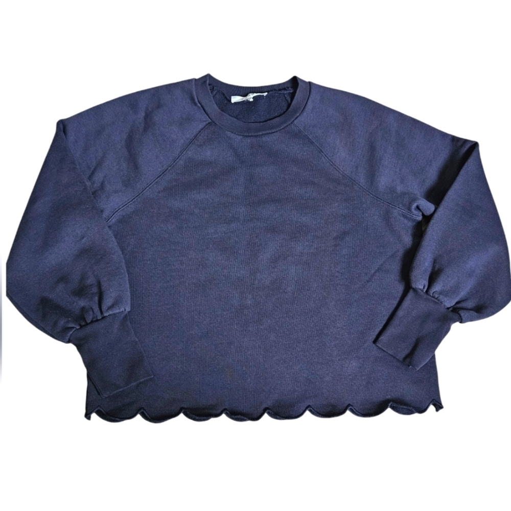 Frame Navy Scallop Crew Neck Sweatshirt Size M